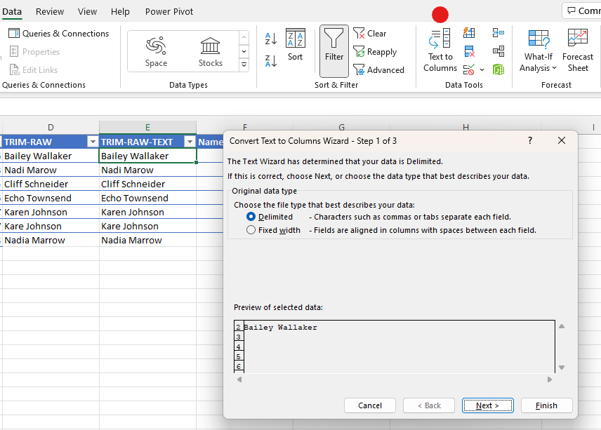 การแยกข้อความให้จาก 1 Column เป็นหลาย Columns — assets/99f7edf0 1a4b 4d44 ab20 a99762c9a0e1 clean text to column 2